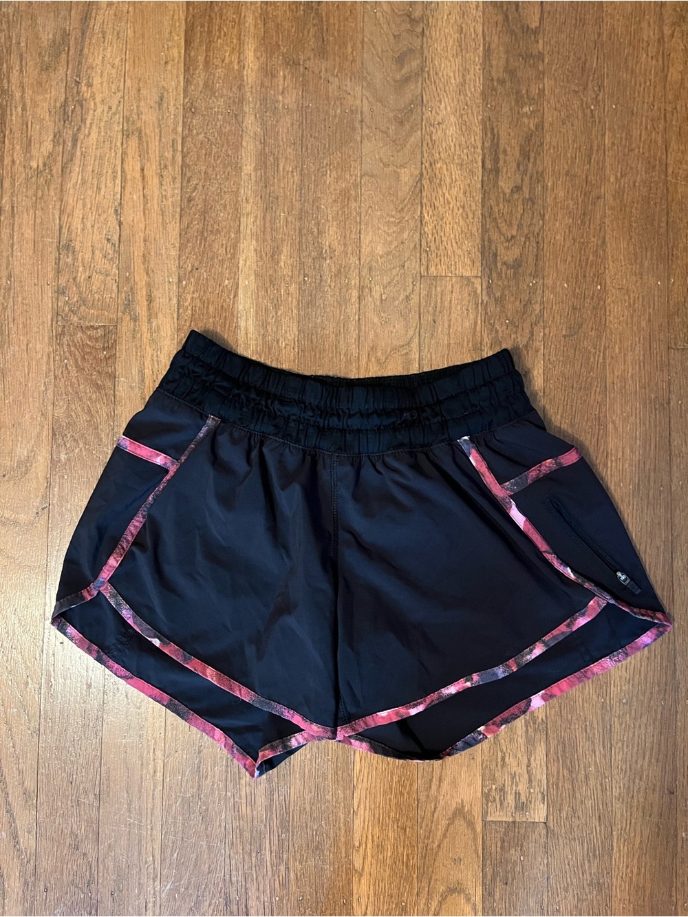 Women’s lulu Black Running Shorts with Pink Trim